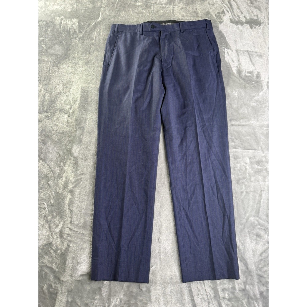 Armani Collezioni Pants Mens 36x30 Navy Pinstripe Dress Trousers Polyester Italy